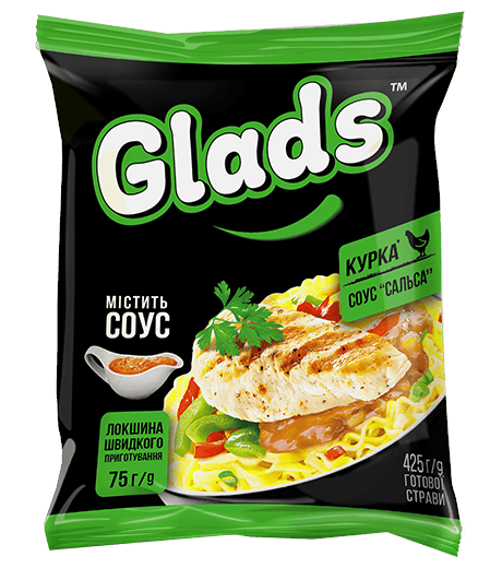 Tăieței Glads cu gust de pui și sos «Salsa»